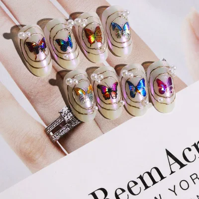 Fashion Beauty Laser Nail Butterfly Sticker, 3D Manicure Salon Art Decal Design Accessory Products Supplies