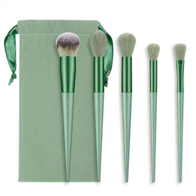 Green Makeup Brush Set: 13-Piece Portable Soft Hair Eye Shadow Blusher Powder Brushes