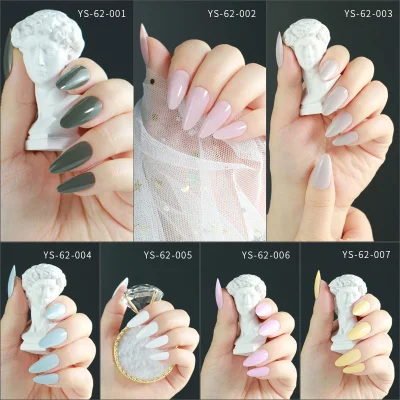 Medium Length Coffin Almond Macaron Solid Color Press on Nails Tips