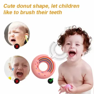 OEM Silicone Head 360 Degree Cleaning U Shaped Toothbrush for Kids Baby