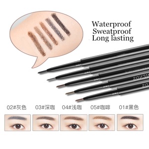 OEM wholesale double ended makeup waterproof long lasting pen eyebrow pencil slim eye brow pencil with brush