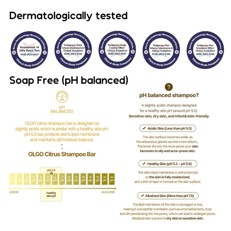 OLGO Citrus Shampoo Bar - Vegan soap-free solid shampoo for hair nutrition with argan, jojoba oil