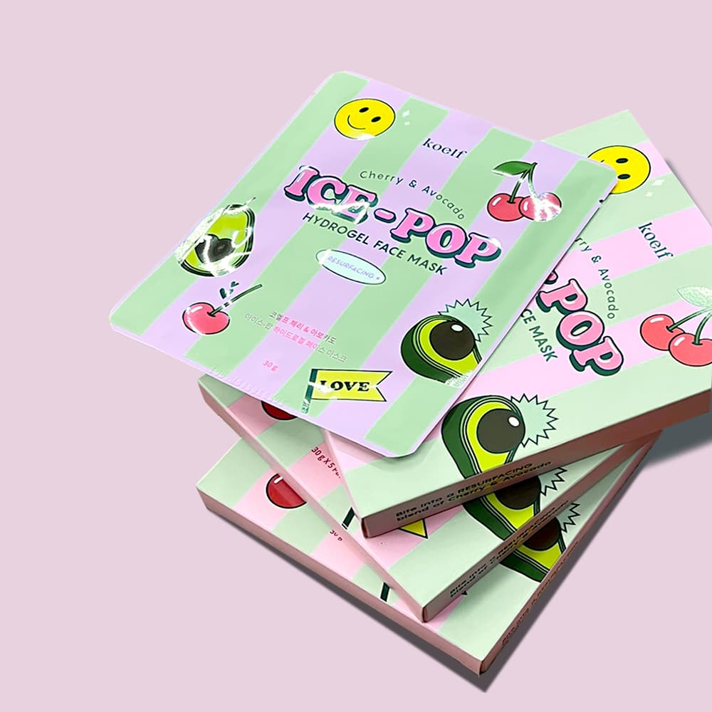 PETITFEE Cherry &amp; Avocado ICE-POP HYDROGEL FACE MASK