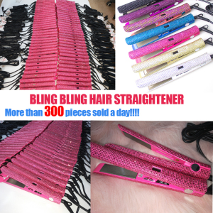 Private label professional bling diamond flat iron steam hair straightener, best hair straightener brush