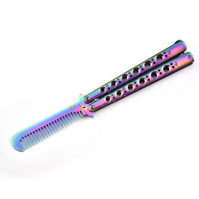 Private Logo Stainless Steel New Foldable Butterfly Comb Butterfly Comb Knife Self Defense