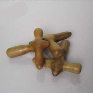 T shape acupoint wooden Shoulder massager wholesaler bamboo wood body massage Gun