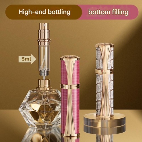 Travel Portable 5ML Mini Creative Design High-end Leather Zinc Alloy Bottom-Filling Spray Perfume Bottle