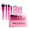 Custom Logo OEM 10Pcs Neon Pink Makeup Brush Set in Clear Acrylic Display Packaging Box Professional Beauty Tools Manufacturer