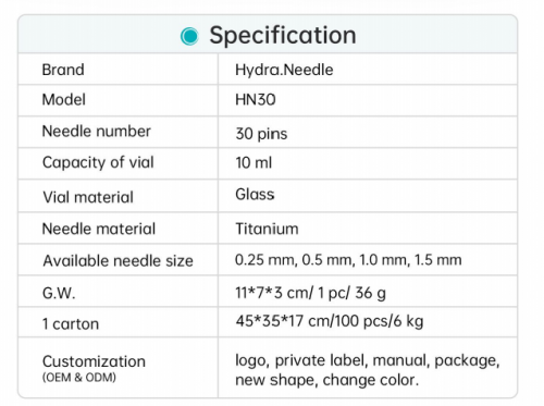 Hydra Microneedle Stamp HN30 – Derma Roller Stamp With 5ml Refillable Applicator for Face Serum