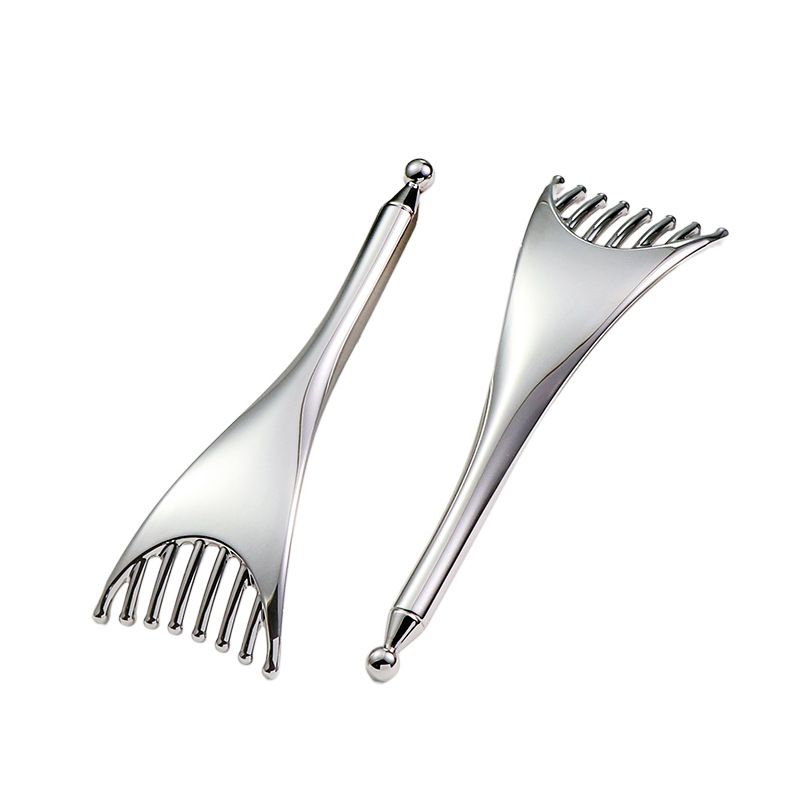 11.16CM Silver Metal Zinc Alloy Multifunctional Eight-Claw Decompression Head Meridian Health Care Massage Comb