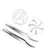 Eyelash Extension Tweezers Set Eyelash Applicator Tool Curved and Straight pointed Tweezer Lash Extension Stainless Steel-Silver