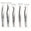 Eyelash Extension Tweezers Set Eyelash Applicator Tool Curved and Straight pointed Tweezer Lash Extension Stainless Steel-Silver