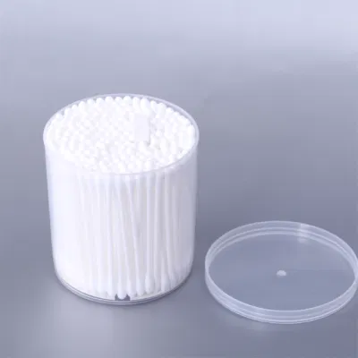 200PCS Daily Used Double Round Head Plastic Swabs in Round PP Box