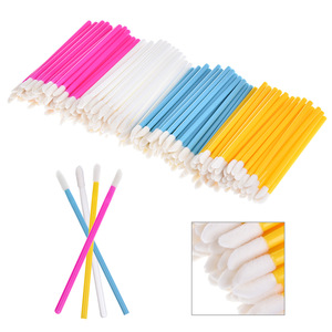 50pcs White Handle Disposable Beauty Lip Balm Gloss Brush Makeup applicator