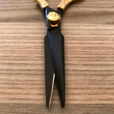 6 Inch Professional Barber Hair Scissors Black and Gold Scissor