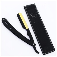 Black matte and gold quality for barbershop disposable barber straight razor for hair salon shaving
