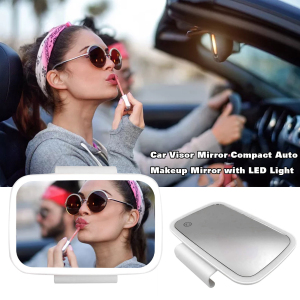Car Visor Mirror Auto Makeup Mirror with LED Light Built-in battery for universal mirror with finger touch switch