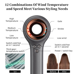 Fan Hairdryer Small And Cordless Blow & Vaneless Bladeless Hair Dryer