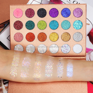 High quality 24 colors pigment powder pressed glitter eyeshadow palette full shimmer eyeshadow pressed glitter powder