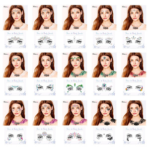 High Quality Carnival Festival Face Tattoo Stickers Multicolor Rhinestone Sticker Crystal Face Gem Stickers