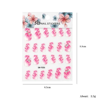 Nail Embossed Stickers 5D Nail Art Stickers Flower Design Embossed Nail Decal with Pearls Manicure Stickers for Party Supplies