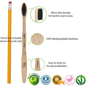 OEM Welcome Wholesale Organic Natural Bamboo Toothbrush with FDA Certificate  BPA Free Bristles, Pack of 4 FBA Shipping