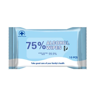 Portable Disinfection Spunlace-Nonwoven Cleaning Antibacterial 75 Alcohol Wipes for Household