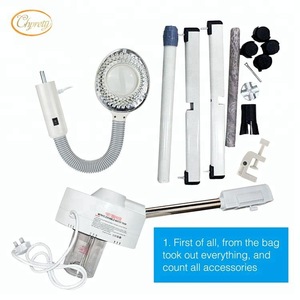 Portable electric beauty salon facial steamer machine with magnifying lamp