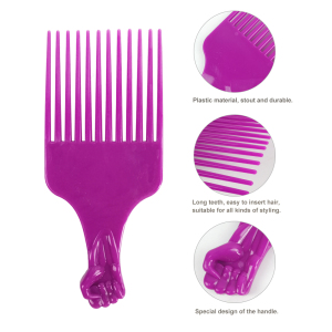 Professional Custom Sublimation Plastic Colorful Beauty Salon Dressing Wide Tooth Pelo Peigne Hair Pick Afro Comb With Handle