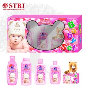 ROUSHUN Yellow/Pink Baby Set with Shampoo/Powder/Oil/Lotion