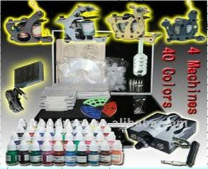 Simple tattoo kit with 4 tattoo machine and tattoo ink