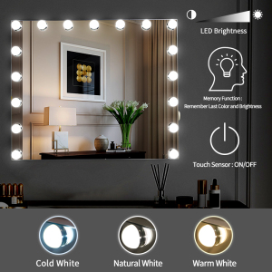 Three color lights Hollywood makeup mirror 17 Dimmable Bulbs Vanity Hollywood Makeup Mirror with light bulbs