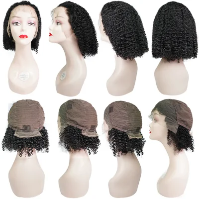 Wholesale Cheap Remy Brazilian Woman Natural Curly Virgin Human Hair Full Lace Front Bob Wig
