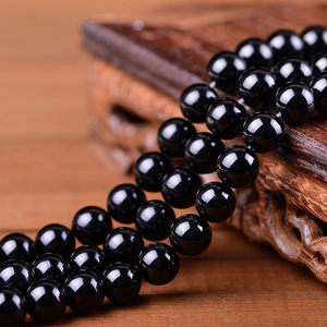 Yiwu Factory Direct Sales Natural Black Agate Stone Loose Gemstone Beads for Jewelry Making