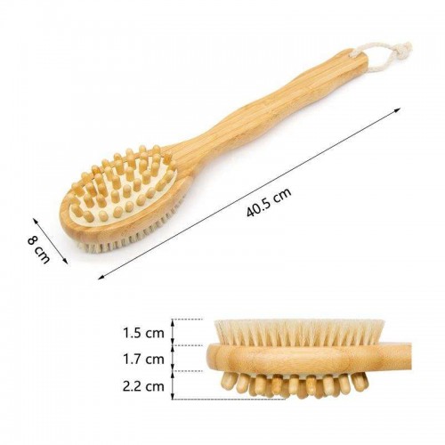 Wholesale Dual Side Sponge & Bristle Dry Body Scrubber Long Fashionable Bath Massage Brush Body Care Bathroom Accessories