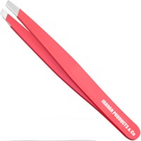 Professional Eyebrow Slant Tweezer-Durable Tweezer for Facial Hair Removal and Brow Shaping-Perfect gift Premium Tweezer (Red)