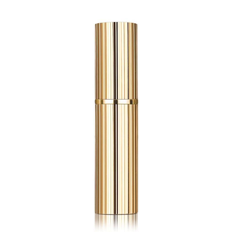 Mini 5ML Pocket Size Unique Design Vertical Striped Anodized Gold Color Aluminum Spray Perfume Bottle