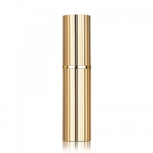 Mini 5ML Pocket Size Unique Design Vertical Striped Anodized Gold Color Aluminum Spray Perfume Bottle