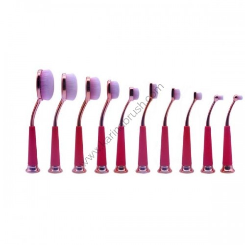 10 pcs Rose Gold Oval Brush Set