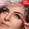 Professional Eyebrow Slant Tweezer-Durable Tweezer for Facial Hair Removal and Brow Shaping-Perfect gift Premium Tweezer (Red)