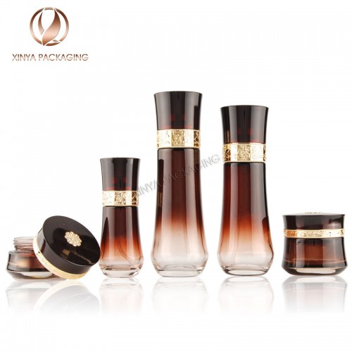 skincare set cosmetic packaging glass bottles cream jars foundation lotion toner bottles in set