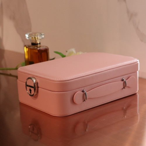 Customizable Travel Jewelry Storage Box Cosmetic Bag Built-In Touch-Controlled Rechargeable LED Desktop Makeup Mirror