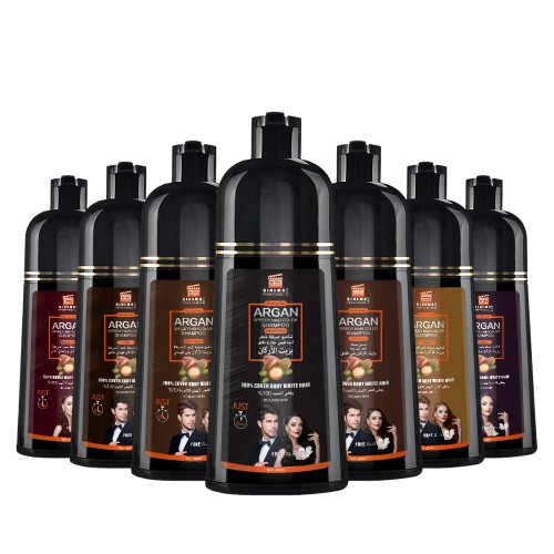 Customized Herbal Argan Oil Ammonia-Free Permanent Long-Lasting Fast Acting Hair Color Shampoo 400ml Home Use Easy to Apply