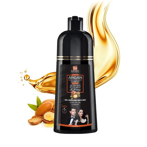 Customized Herbal Argan Oil Ammonia-Free Permanent Long-Lasting Fast Acting Hair Color Shampoo 400ml Home Use Easy to Apply