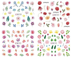 1 Big Sheet Water Sticker Nail Art Daisy Sakura Lavender Floral Dry Flower Decal Transfer Tattoo Charm Tips