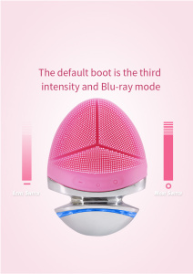 2019 Wholesale Home Beauty Electric Waterproof Facial Massager Silicone Facial Cleaning Brush in Pink/Blue/Green