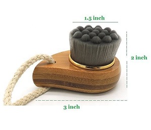 Bamboo Charcoal Fiber Face Cleansing Brushes, Soft Facial Skin Care Tool with Bamboo Handle