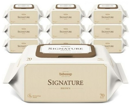Bebesup Signature Brown Wet Wipes, Embossed 70 Sheets With Cap (65GSM)