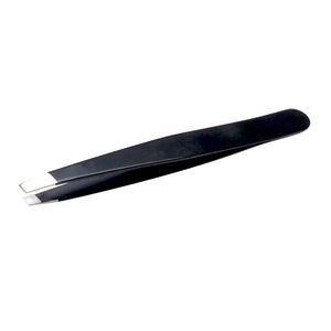 Black Color Stainless Steel High Performance Eyebrow Eye Brows Slant Tweezer