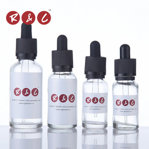 Childproof cap 30ml clear glass dropper bottle empty eliquid 30 ml glass perfume bottle with dropper pipette